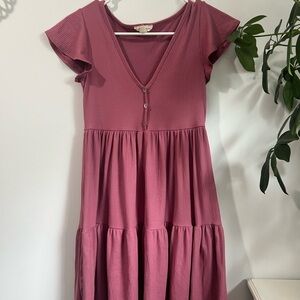 See You Monday Ribbed Mauve Dress